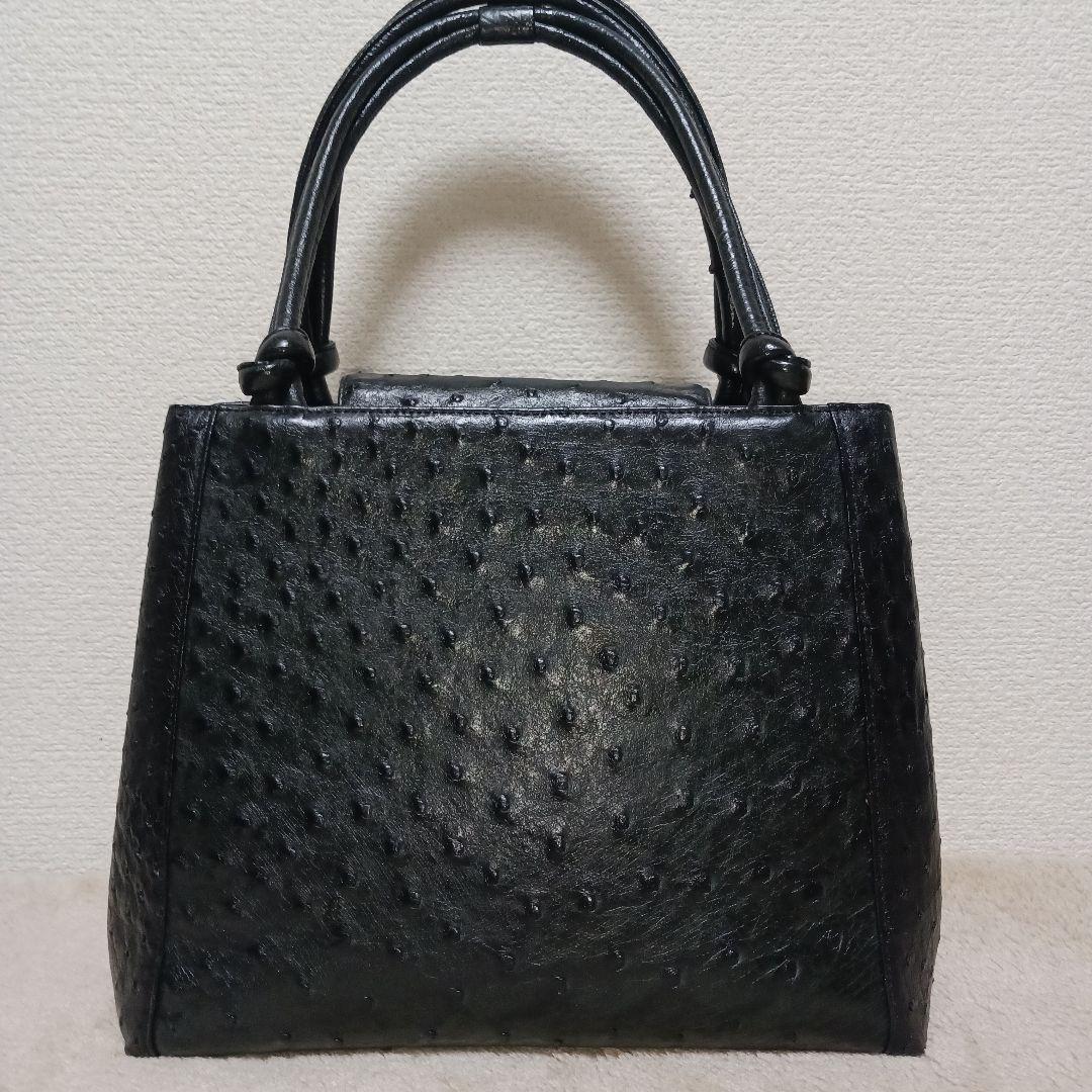 【極美品】JRA認定 OSTRICH ハンドバッグ ブラック 日本製