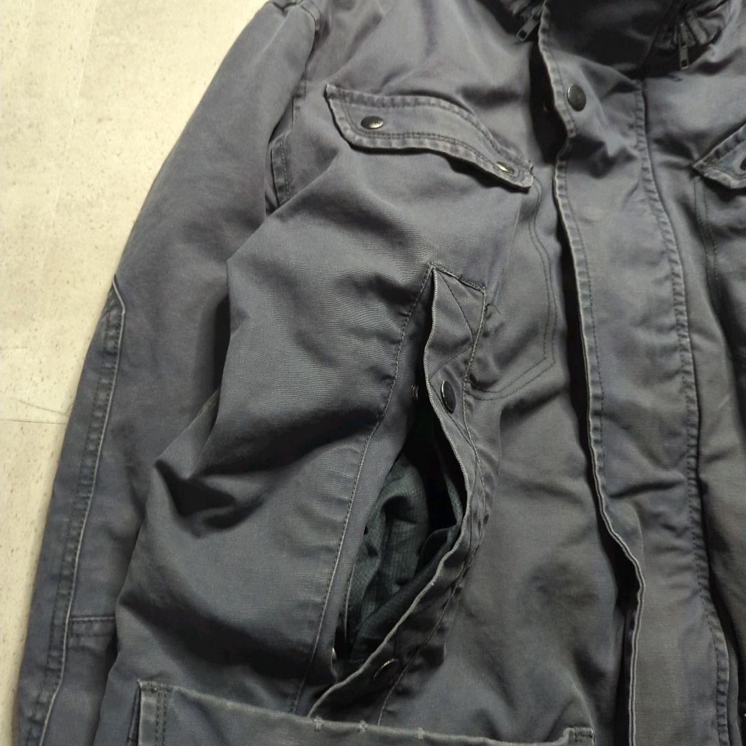 DIESELディーゼル中綿ミリタリージャケットXXLフード付フェードグレー雰囲気