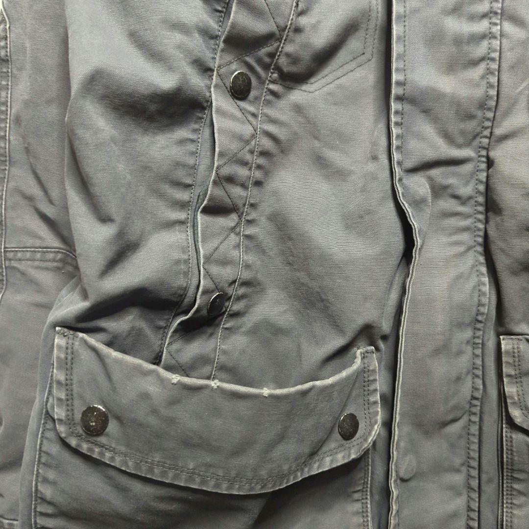 DIESELディーゼル中綿ミリタリージャケットXXLフード付フェードグレー雰囲気