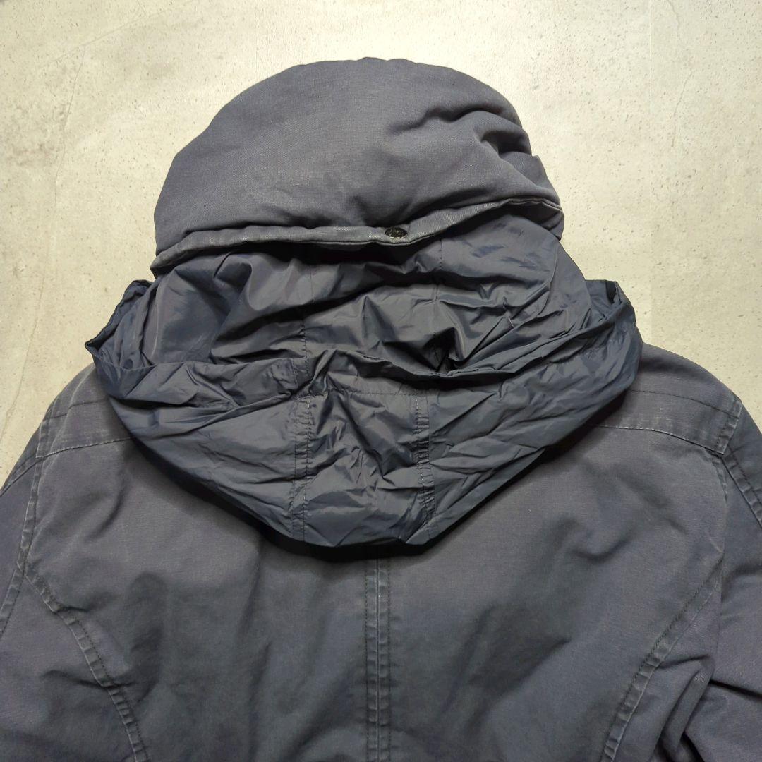 DIESELディーゼル中綿ミリタリージャケットXXLフード付フェードグレー雰囲気