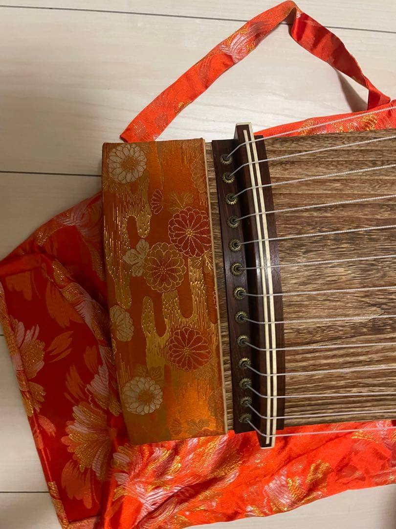 木製 筝 13弦 花柄装飾