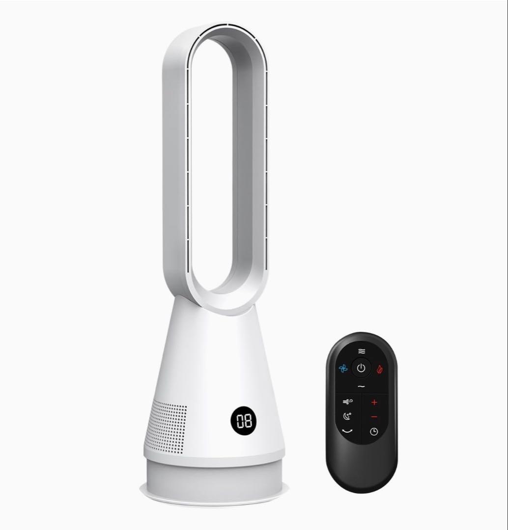 扇風機 ファンヒーター 冷暖兼用 8段階送風 3段階ヒーター 空気浄化 タワー型