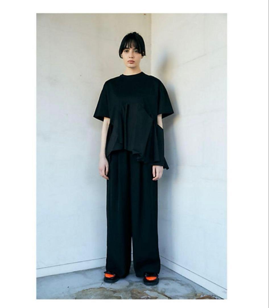 再値下げENFOLD シルケット天竺コンビフレアTシャツ