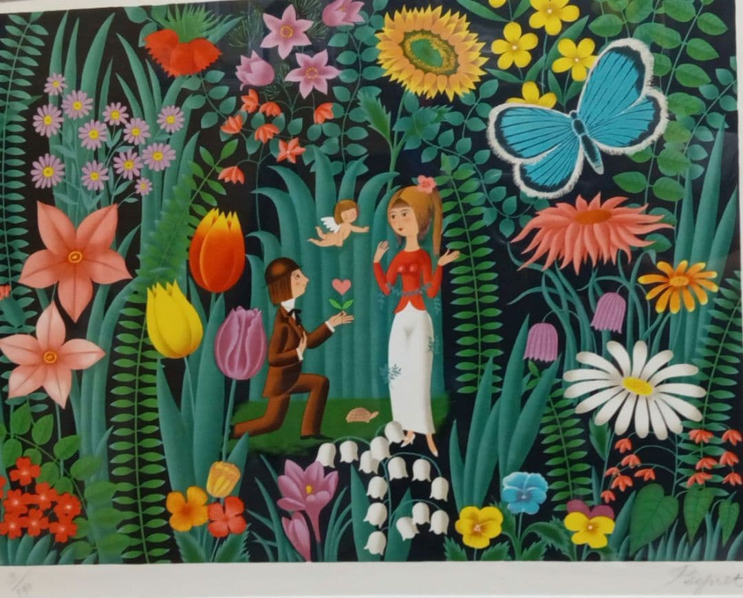 11月末まで　レイモン・ペイネ リトグラフ　お花のプロポーズ　サイン入り