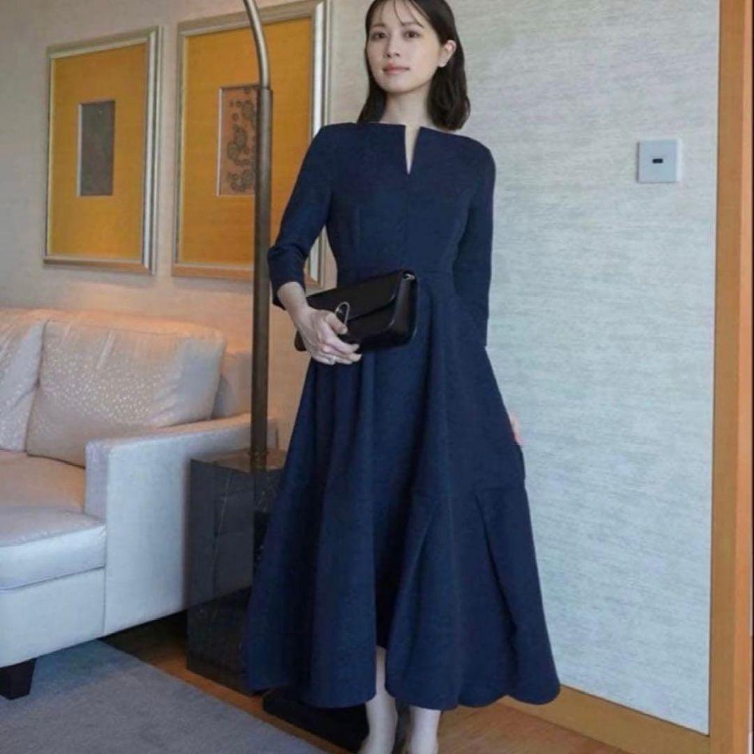 L'AUBE BLANC　Keyneck Jacquard Dress