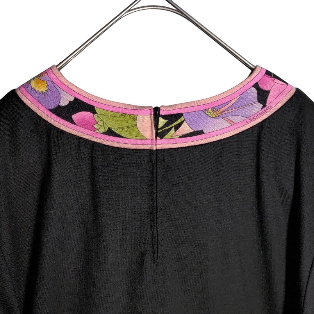 ☆ LEONARD レオナール シルク混 フラワー柄 トリム 長袖 カットソー☆