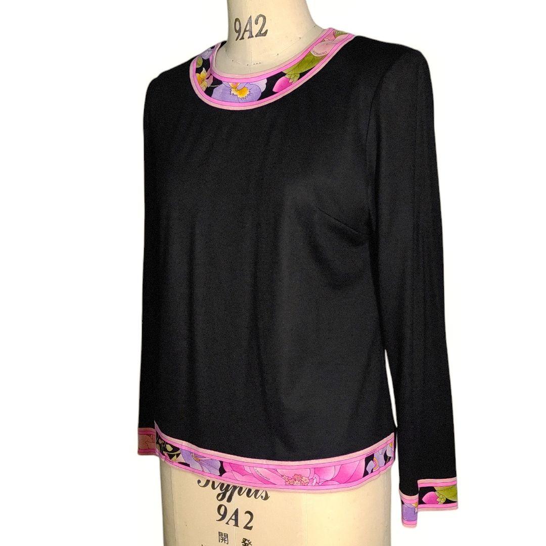 ☆ LEONARD レオナール シルク混 フラワー柄 トリム 長袖 カットソー☆