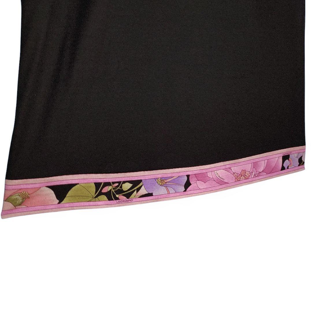 ☆ LEONARD レオナール シルク混 フラワー柄 トリム 長袖 カットソー☆