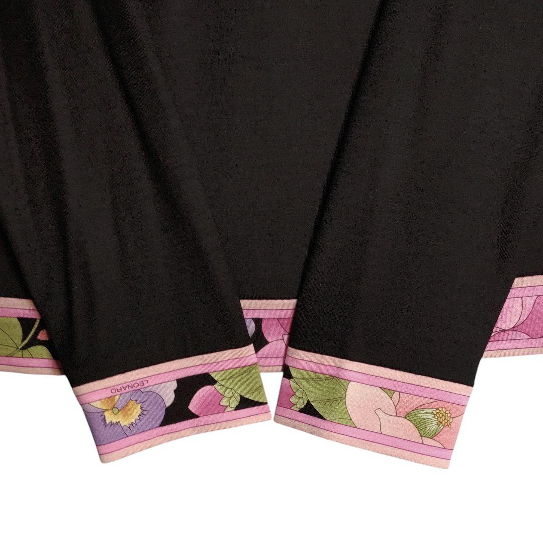 ☆ LEONARD レオナール シルク混 フラワー柄 トリム 長袖 カットソー☆