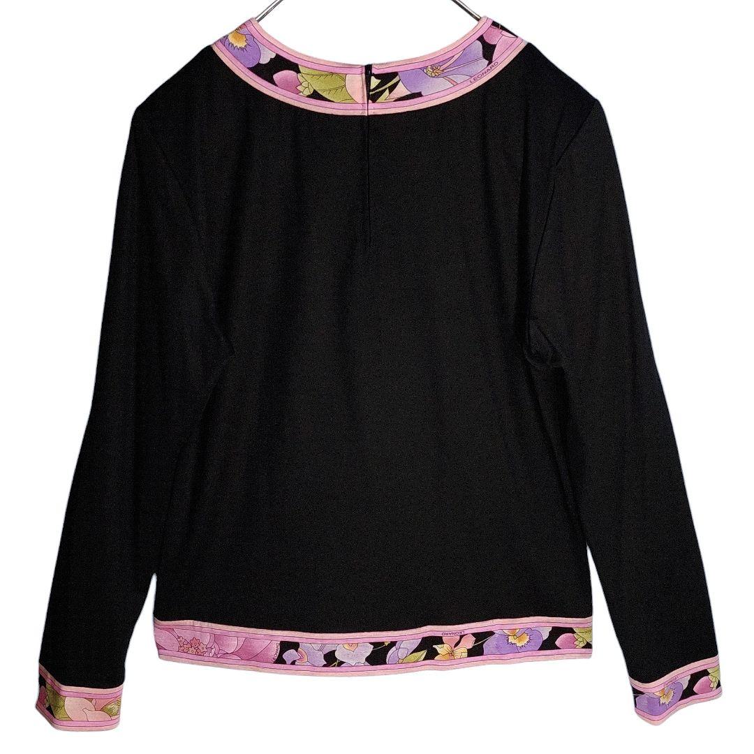 ☆ LEONARD レオナール シルク混 フラワー柄 トリム 長袖 カットソー☆