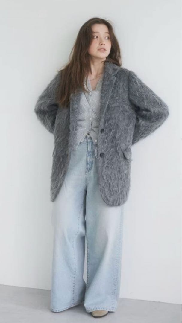 Ungrid 起毛ルーズジャケット グレー Mサイズ