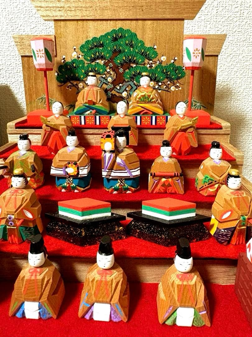 神泉　奈良一刀彫り五段雛人形セット
