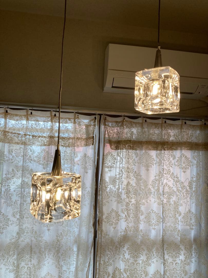 「希少旧型」キシマ　ガラスキューブ　5灯ペンダントライト