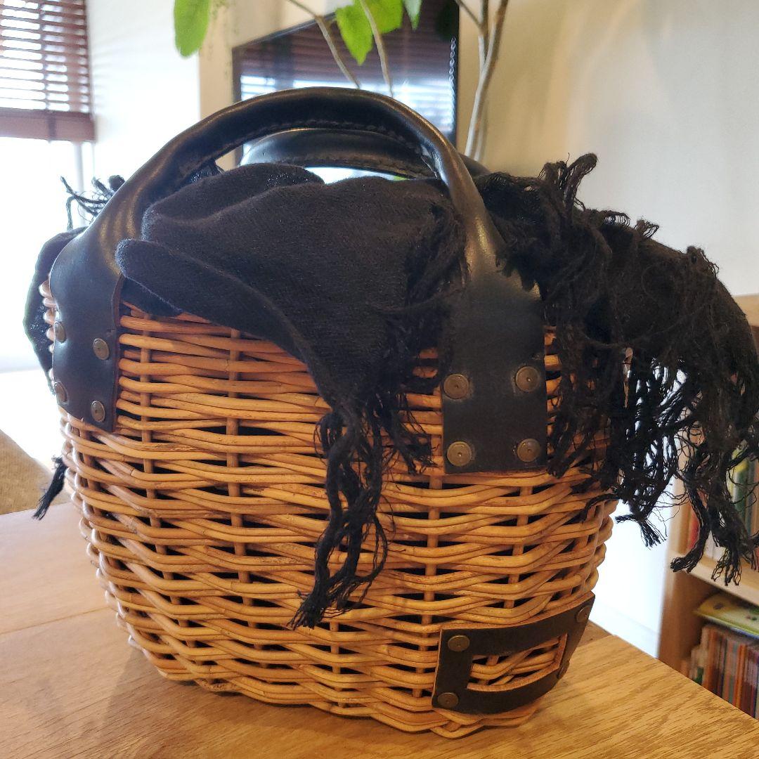 2*3様 ebagos ２本編みバッグ ブライドルレザー×紅籐 BLACK （2