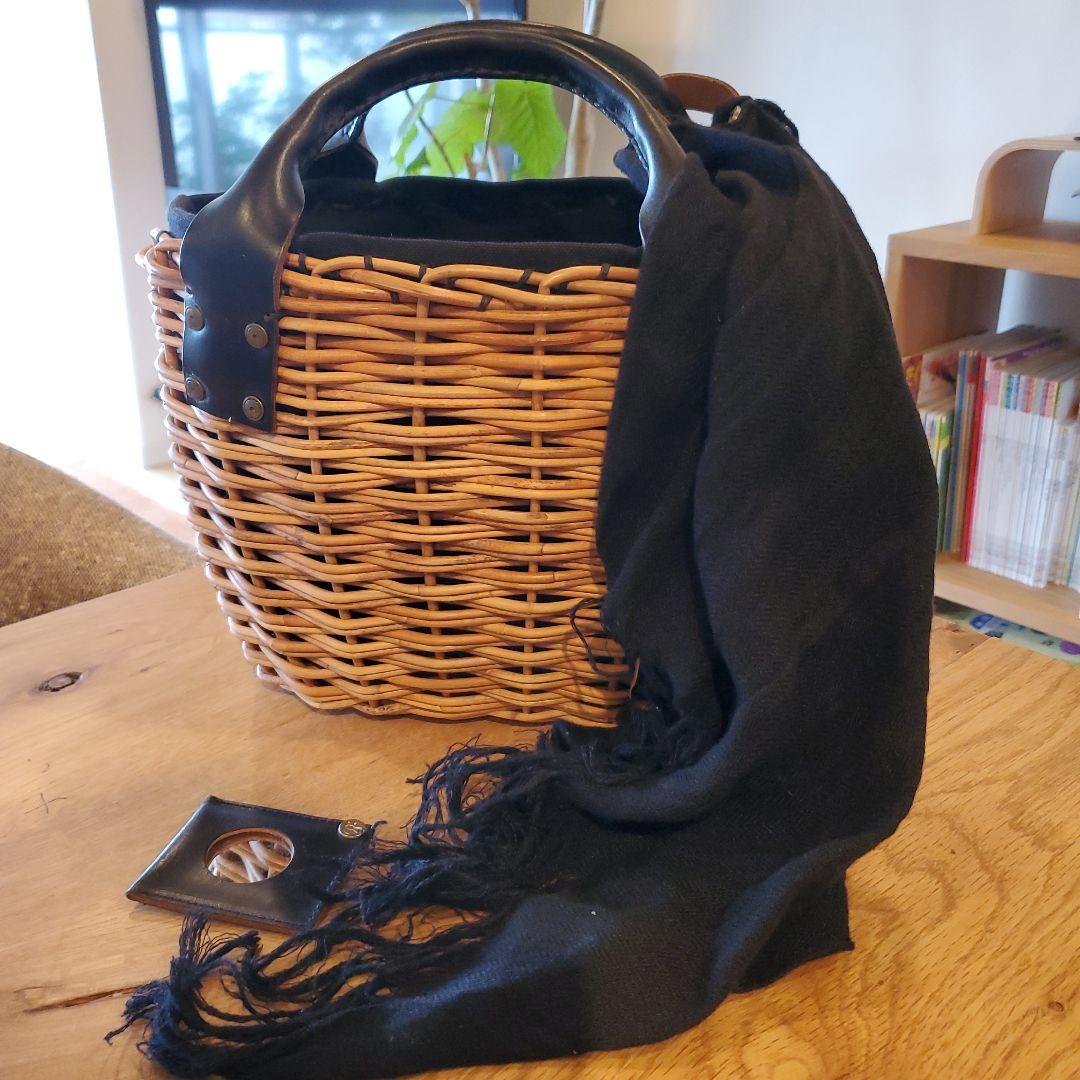 2*3様 ebagos ２本編みバッグ ブライドルレザー×紅籐 BLACK （2