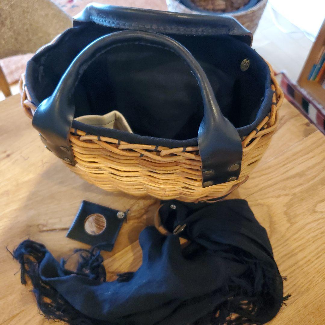 2*3様 ebagos ２本編みバッグ ブライドルレザー×紅籐 BLACK （2