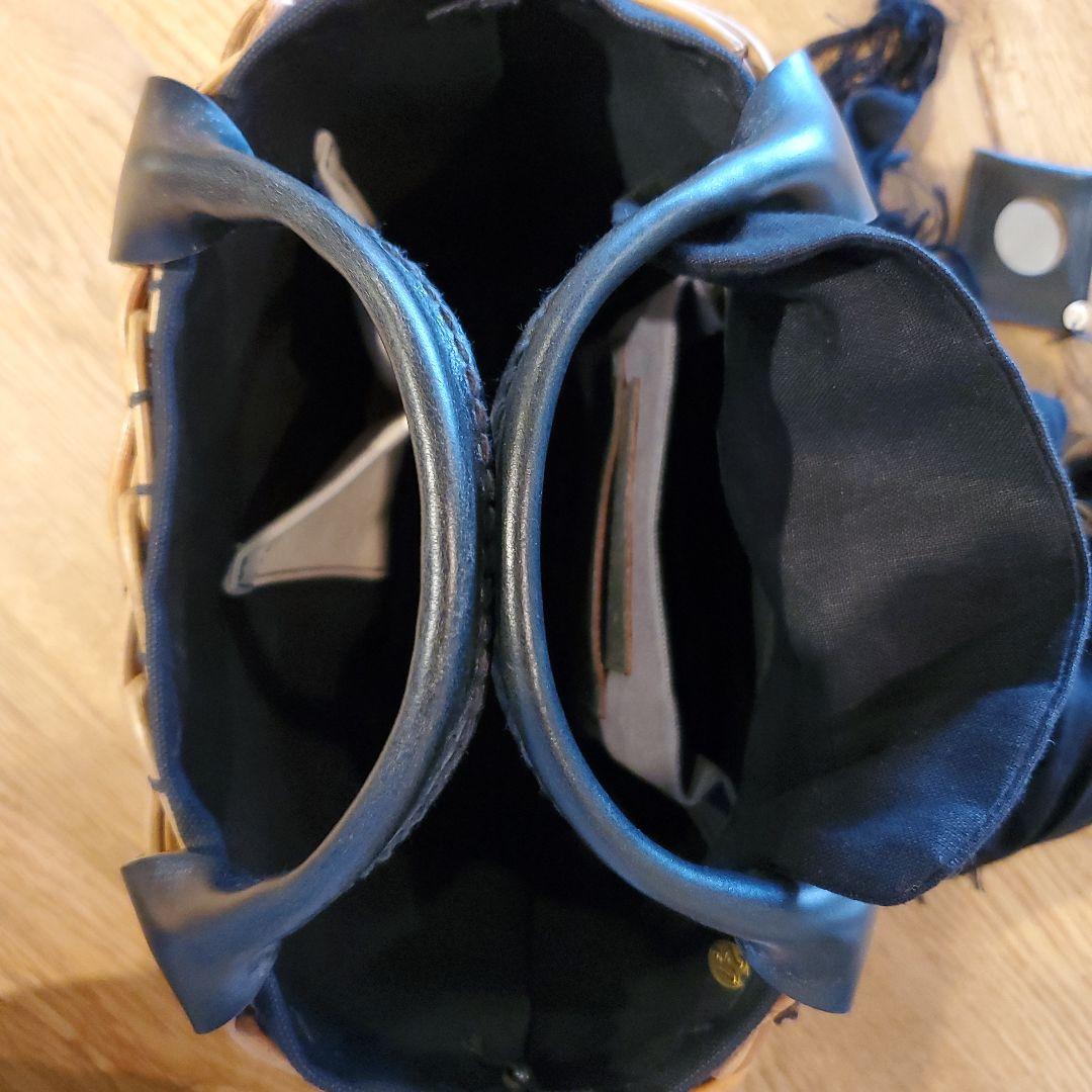 2*3様 ebagos ２本編みバッグ ブライドルレザー×紅籐 BLACK （2