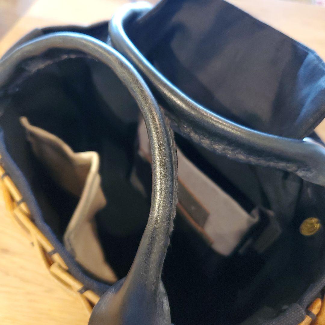 2*3様 ebagos ２本編みバッグ ブライドルレザー×紅籐 BLACK （2