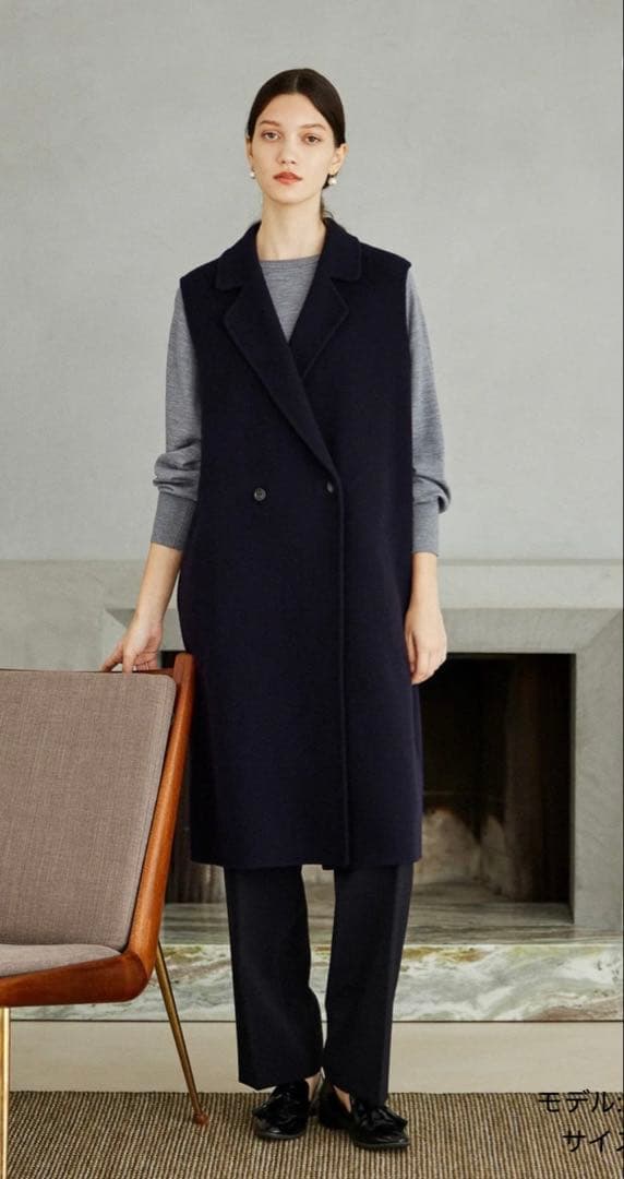 SOEJU ソージュ ウール リバー ロング ジレ ネイビー 2024年発売品