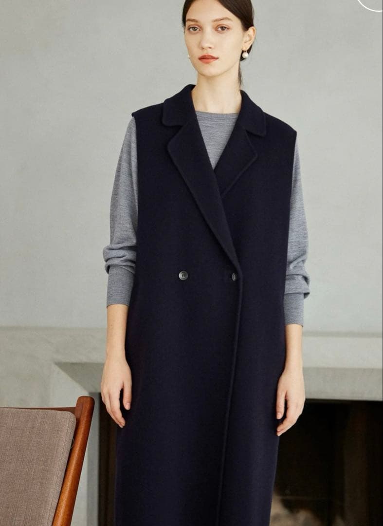 SOEJU ソージュ ウール リバー ロング ジレ ネイビー 2024年発売品