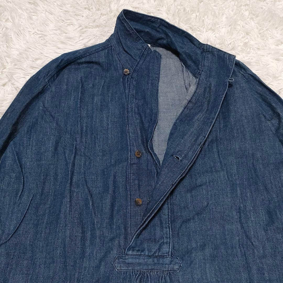 45rpm　45DASH　デニム　スキッパー　スタンドカラーシャツ　チュニック