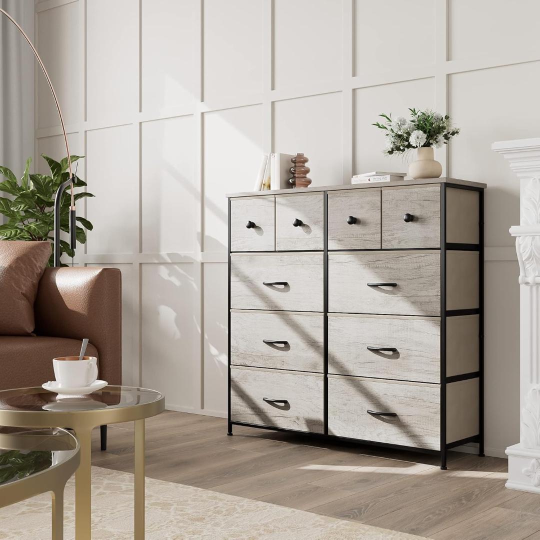 Nicehill チェスト 収納チェスト 4段10杯(ライトウッドグレイン)