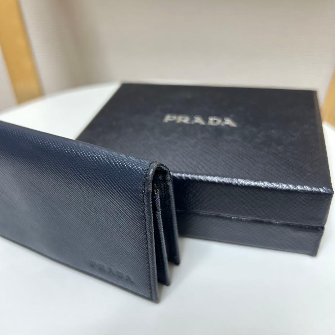 PRADA 名刺入れ ネイビー サフィアーノ 2MC122