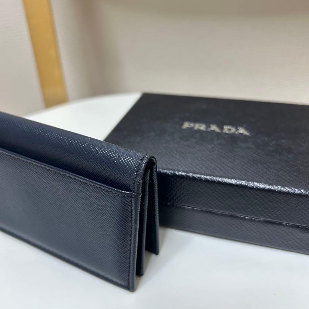 PRADA 名刺入れ ネイビー サフィアーノ 2MC122