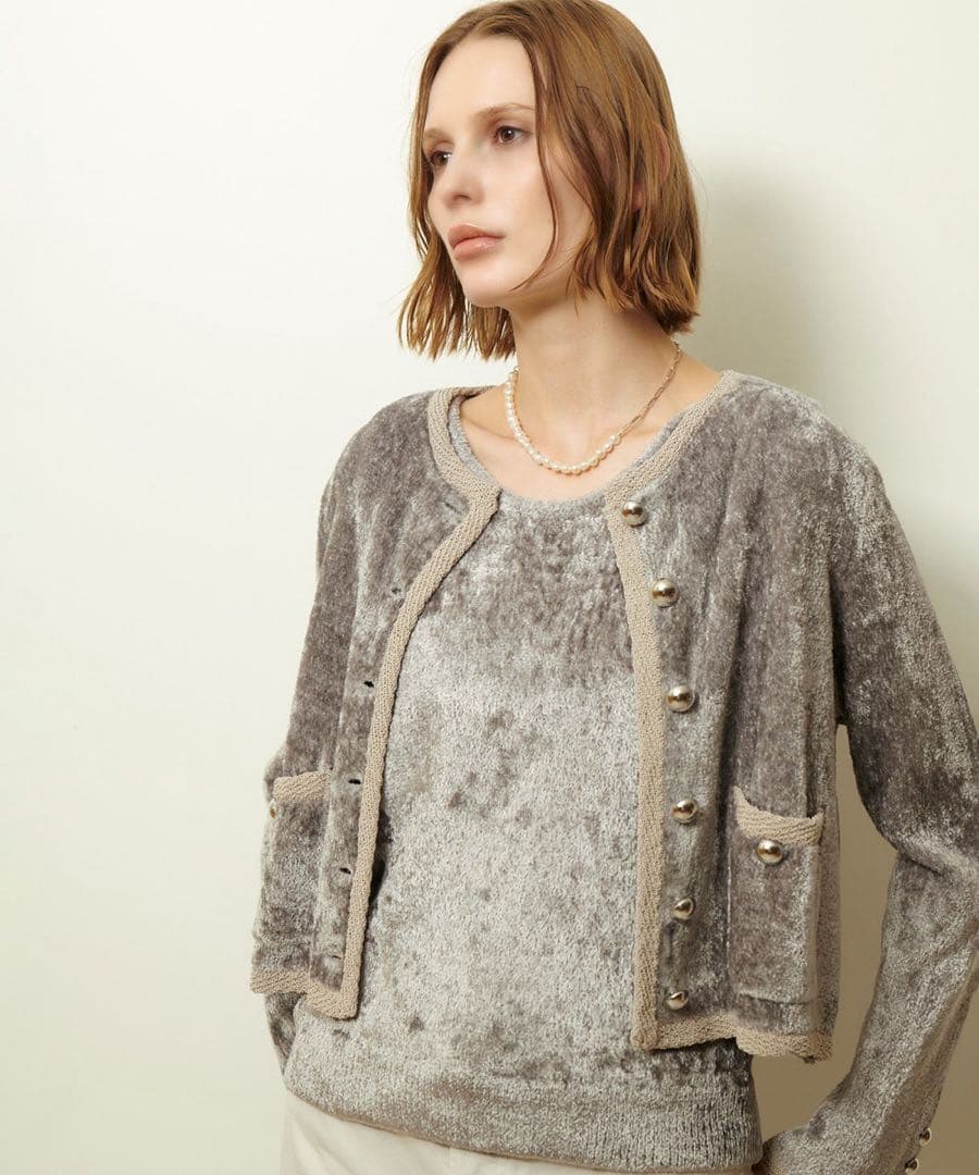 アルアバイル　ベロアニットジャケット