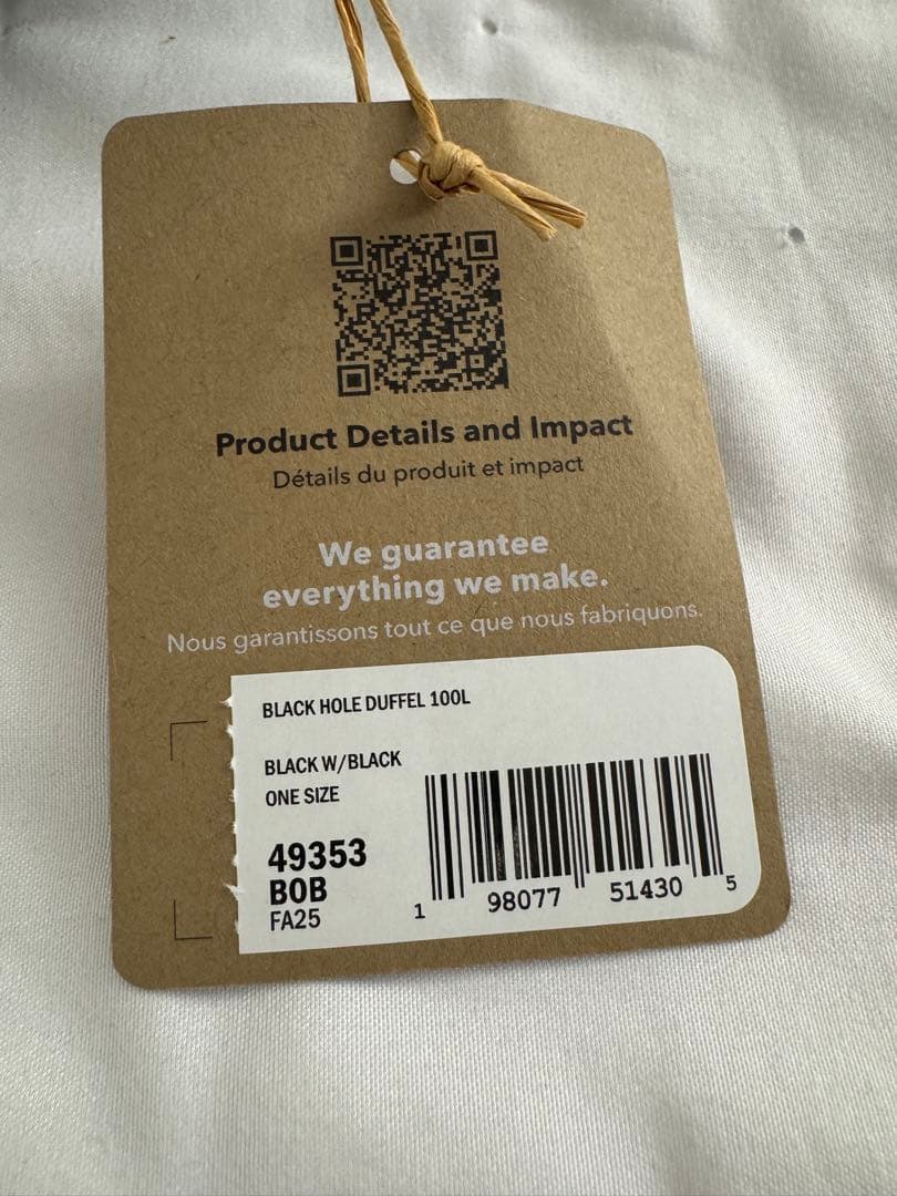 パタゴニア　ブラックホール　ダッフル　黒　100L