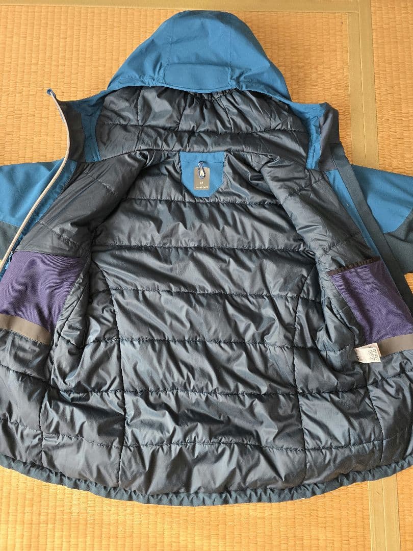 美品　モンベル　パウダーホップパーカー　スキー、スノボ、登山　青　Mサイズ