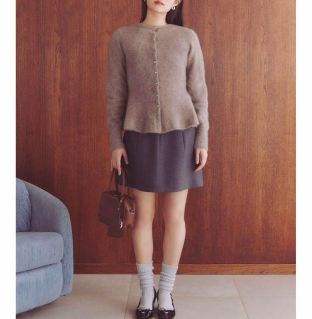 FRAY I.D FOXカシミアペプラムカーディガン モカ