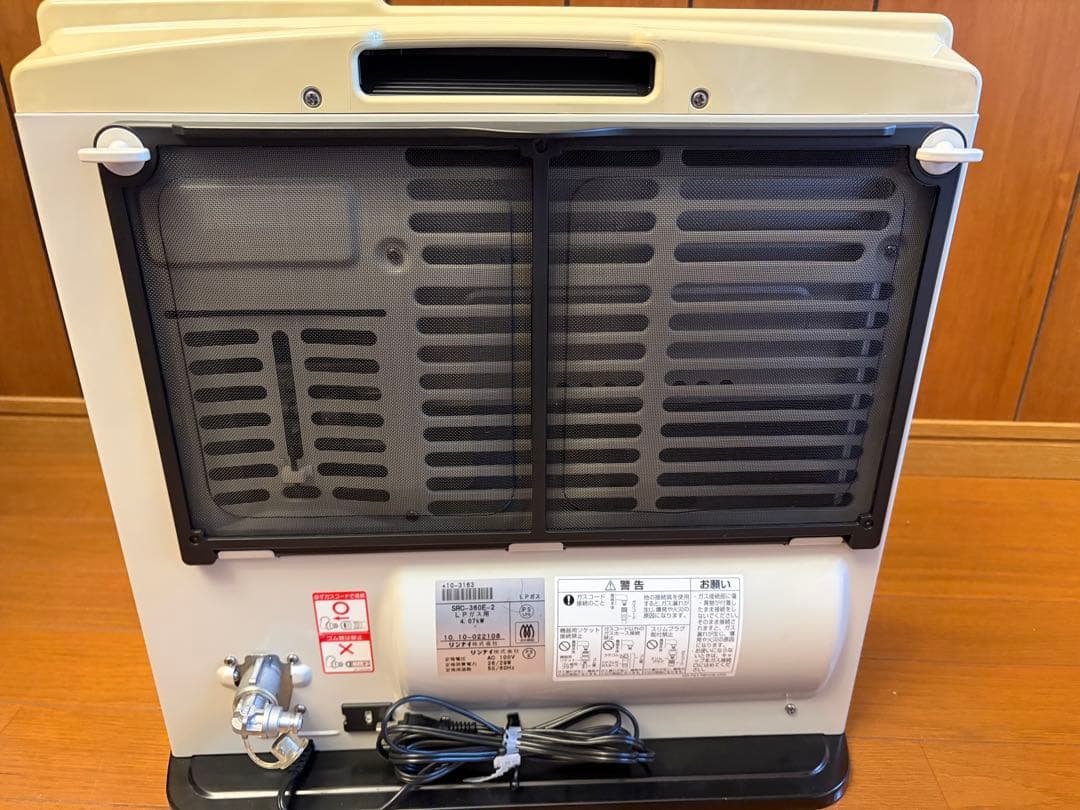 作動確認済　リンナイ　ガスファンヒーター　プロパンガス用　ホース付き