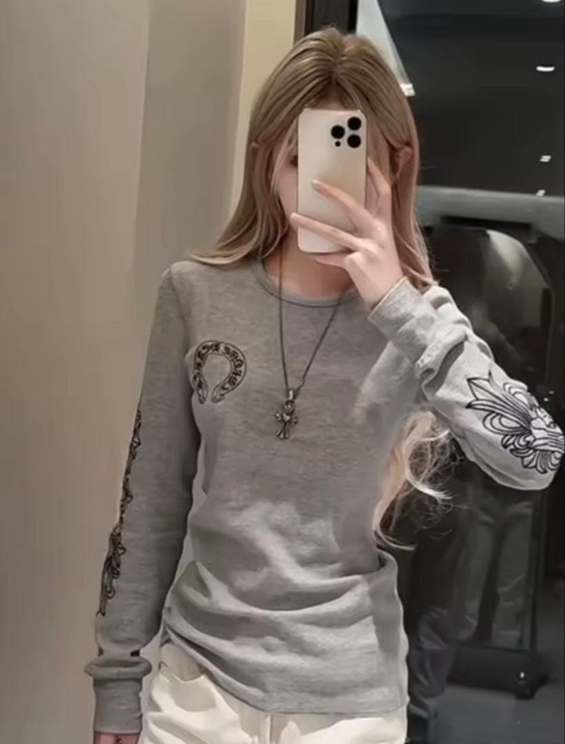 Chrom hearts長袖 Tシャツ グレー