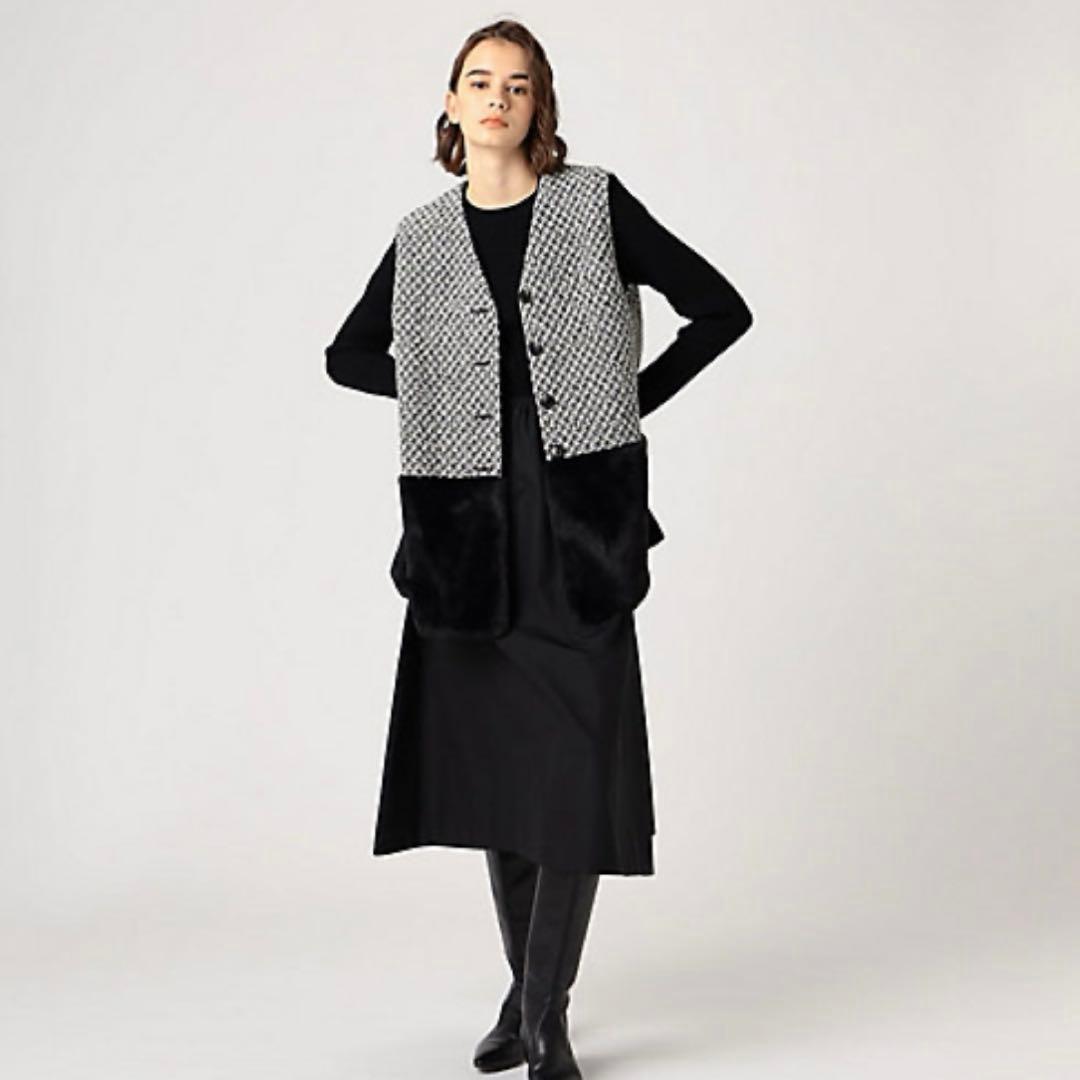 トゥモローランド　モノトーンロービング ファーペプラムジレ