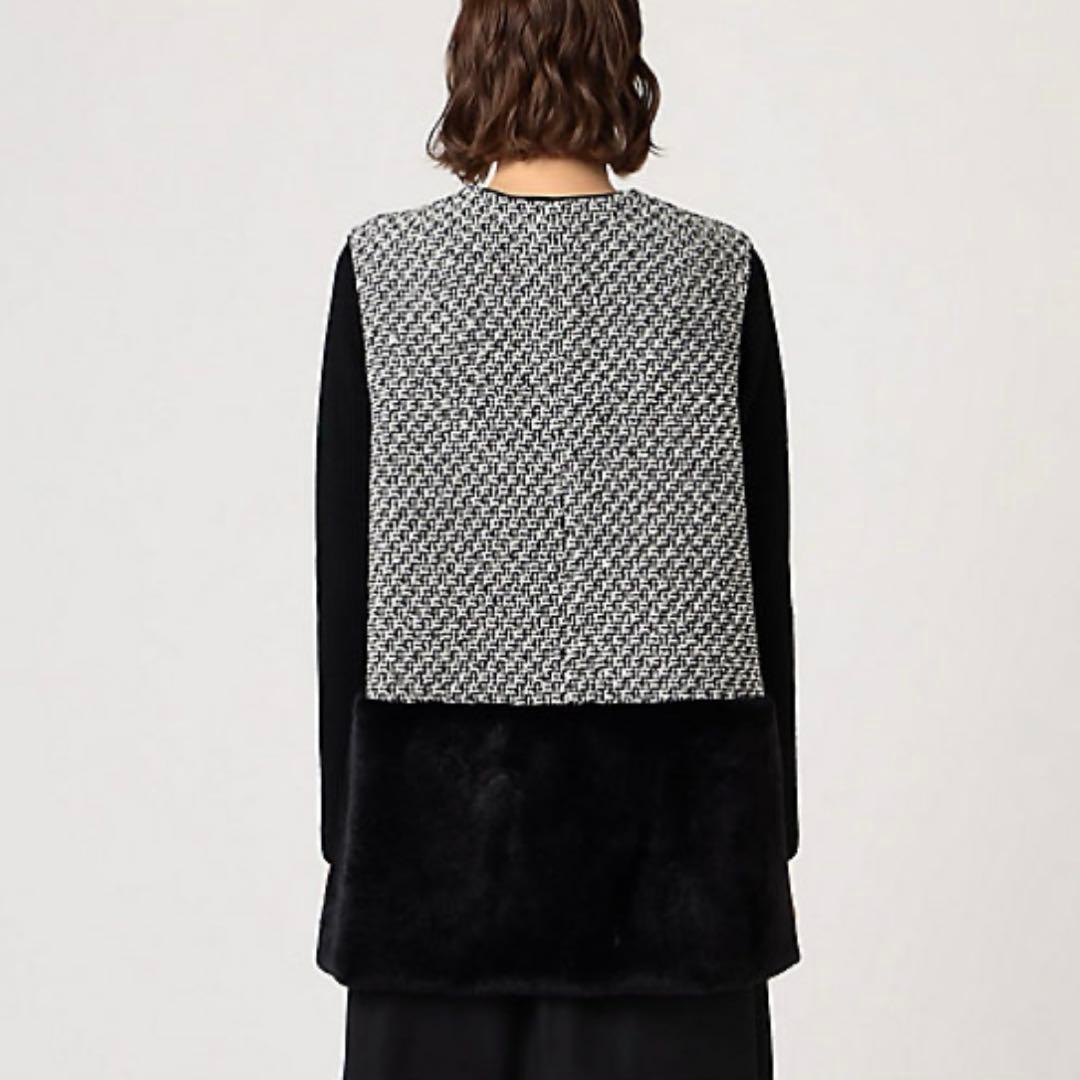 トゥモローランド　モノトーンロービング ファーペプラムジレ