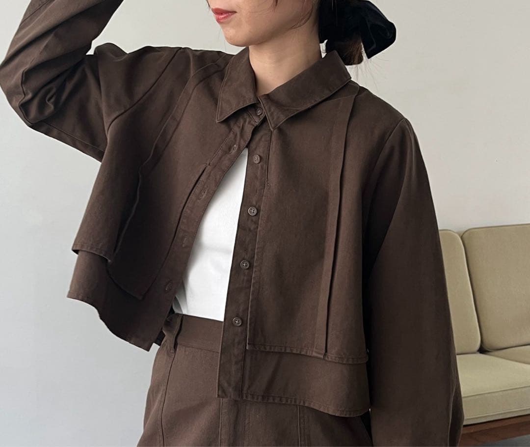 カプリシュレマージュ　【セットアップ対応】コットンクロップシャツ