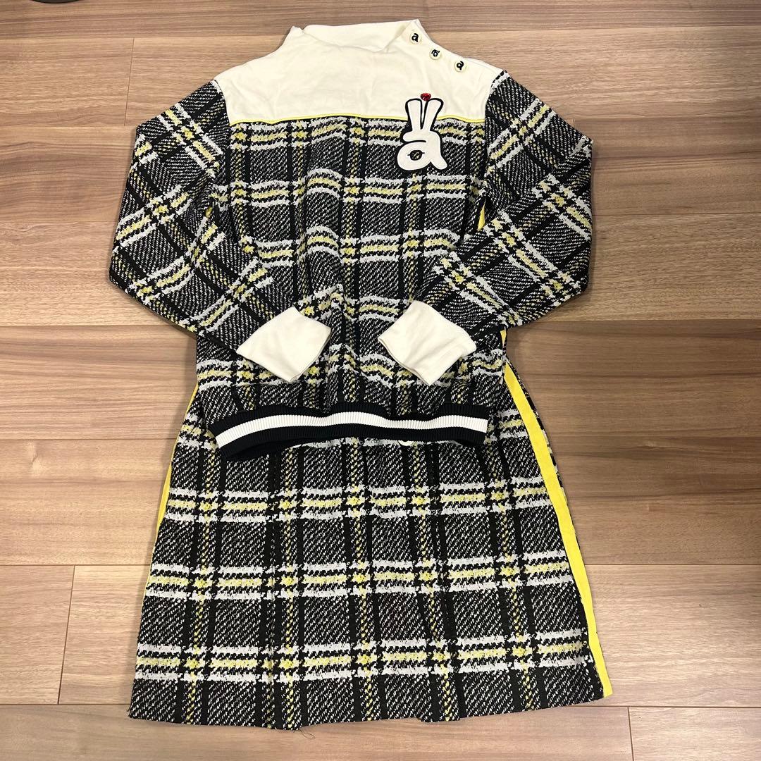 archivioアルチビオ チェック柄長袖セーター＆スカート　セットアップ　40