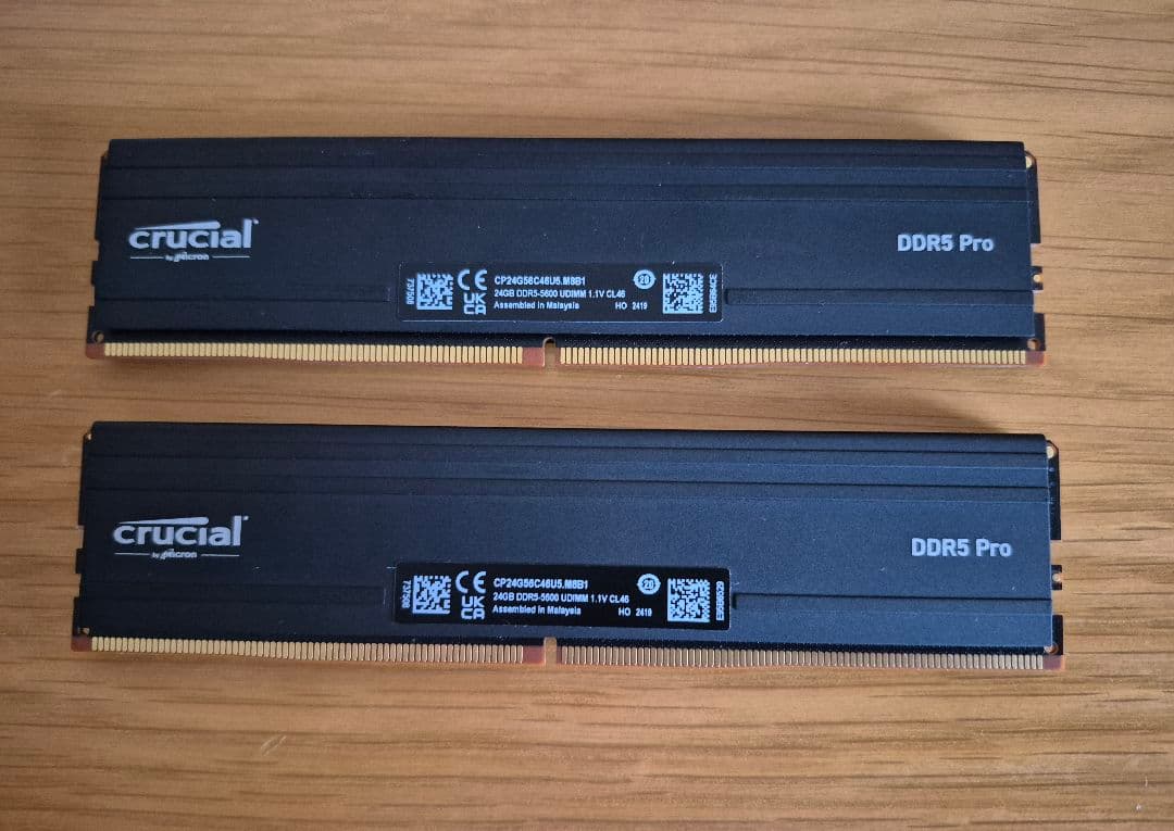 crucial DDR5-5600 UDIMM メモリ48GB(24gb×2枚)