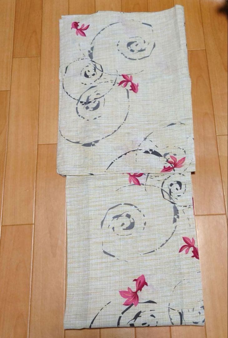 綿麻浴衣　下駄　帯　３点セット　泳ぐ金魚　浴衣セット