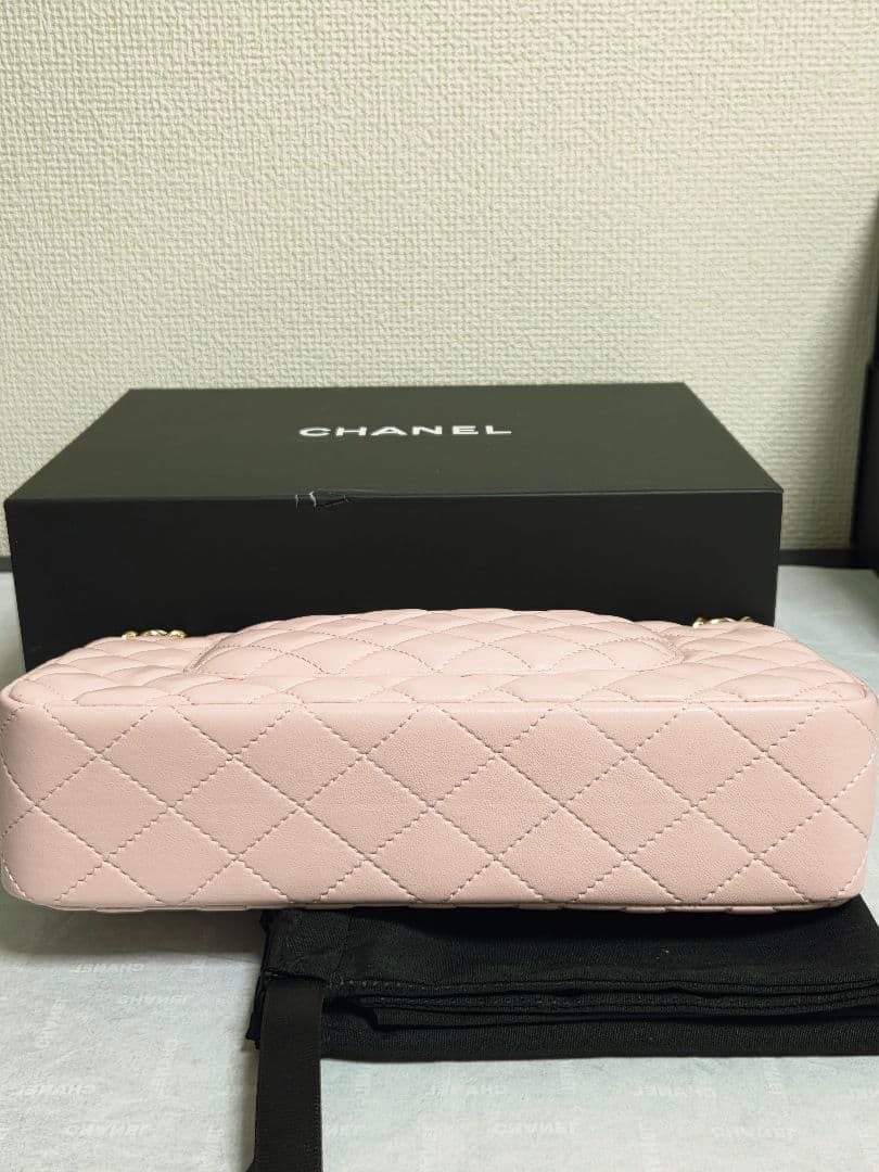 ピンクレザー キルティング ショルダーバッグ