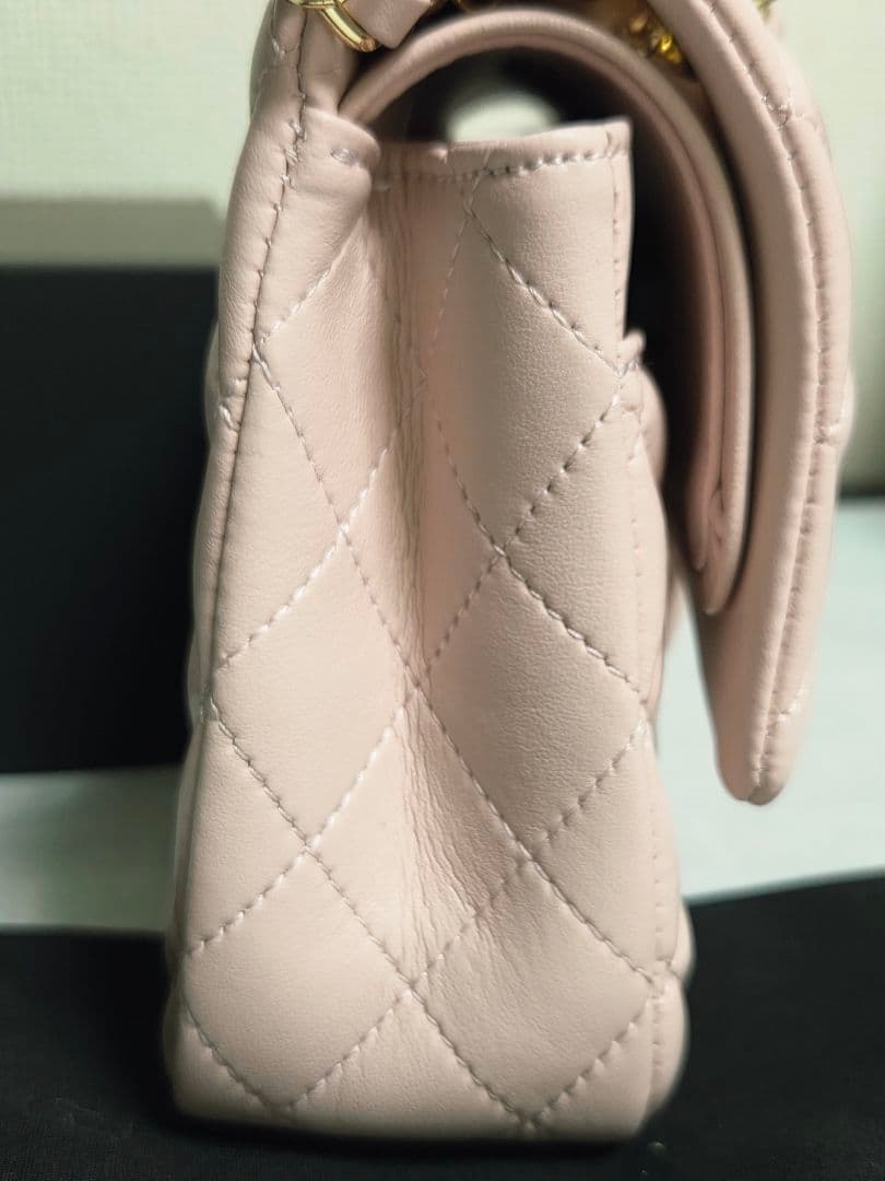 ピンクレザー キルティング ショルダーバッグ