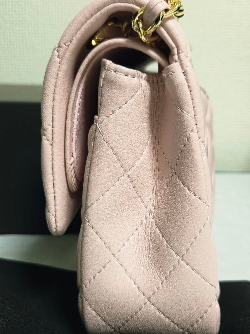 ピンクレザー キルティング ショルダーバッグ