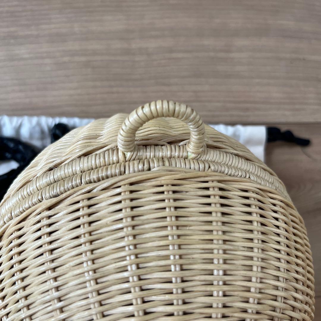 マニマリス フルムーンバスケット ナチュラル レザーハンドル ブラック