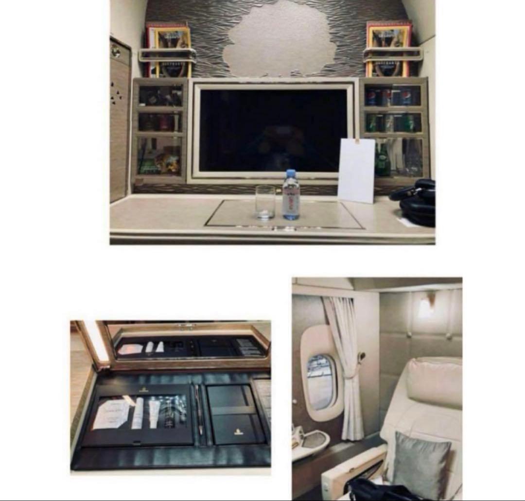 エミレーツ航空　ファーストクラス　ブルガリポーチ　アメニティ　レジェンメコブラー