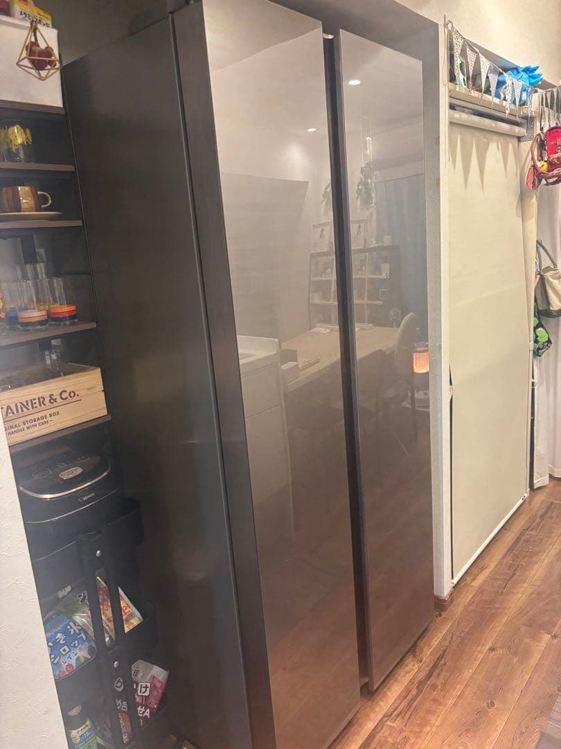 短期出品★AQUA ノンフロン冷凍冷蔵庫　AQR-SBS45H(S)フレンチドア