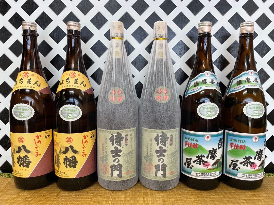 プレミアム焼酎 侍士の門×2 八幡×2 薩摩茶屋×2 25% 1800ml 焼酎