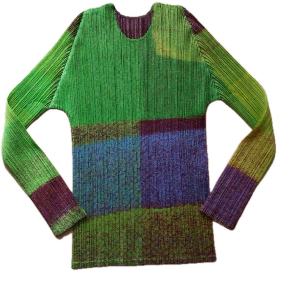 美品 プリーツプリーズ イッセイミヤケ トップス グリーン 3