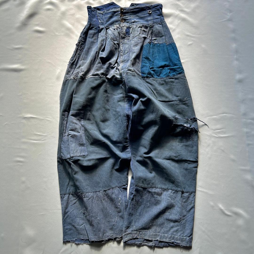 40s インディゴリネン パンツ マキニョン フランス vintage 30s