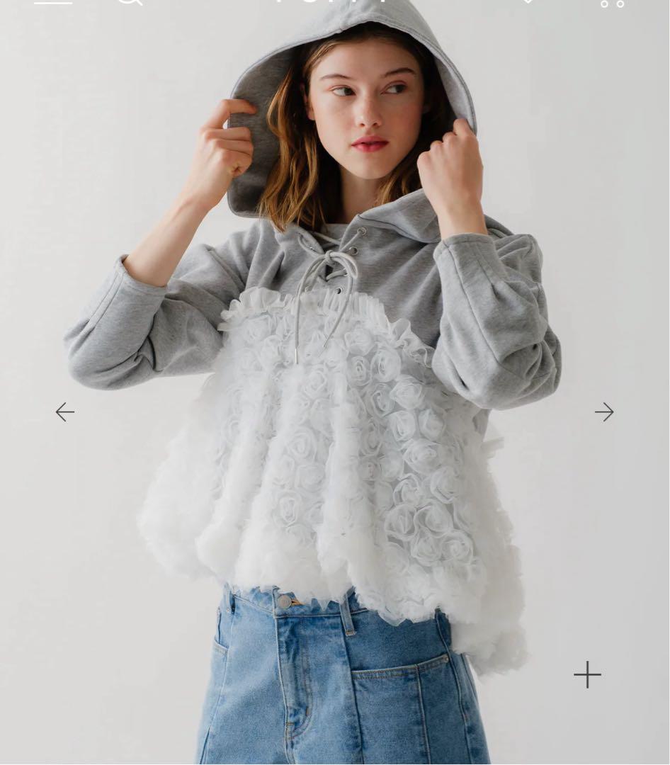 モモカ　POPPY TULLE DOCKING HOODIE（gray）